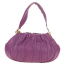 PRADA Shoulder Bag Leather 2way Purple Gold Auth 185613M-2