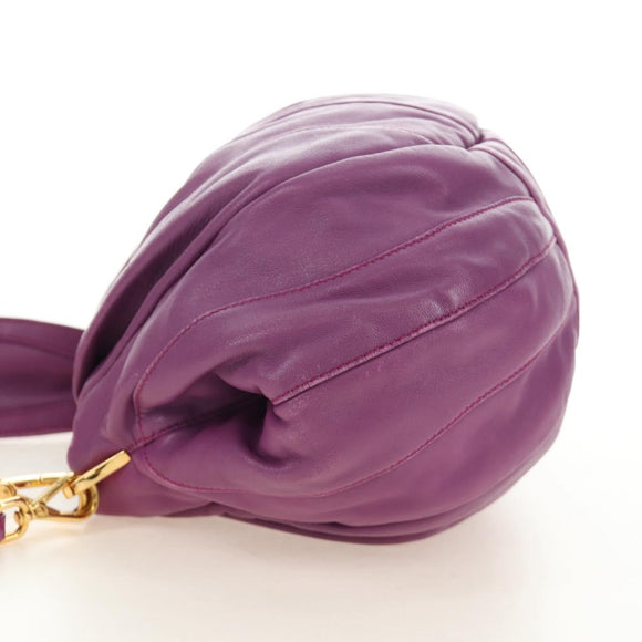 PRADA Shoulder Bag Leather 2way Purple Gold Auth 185613M
