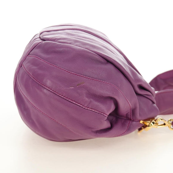 PRADA Shoulder Bag Leather 2way Purple Gold Auth 185613M