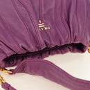 PRADA Shoulder Bag Leather 2way Purple Gold Auth 185613M-14