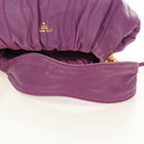 PRADA Shoulder Bag Leather 2way Purple Gold Auth 185613M-15