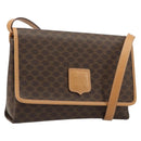 CELINE Macadam Canvas Shoulder Bag PVC Leather Brown Gold Auth 185615A-1