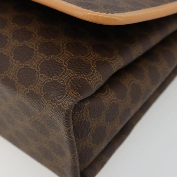 CELINE Macadam Canvas Shoulder Bag PVC Leather Brown Gold Auth 185615A