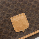 CELINE Macadam Canvas Shoulder Bag PVC Leather Brown Gold Auth 185615A-17