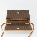 CELINE Macadam Canvas Shoulder Bag PVC Leather Brown Gold Auth 185615A-10
