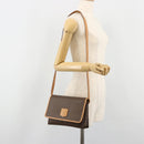 CELINE Macadam Canvas Shoulder Bag PVC Leather Brown Gold Auth 185615A-23