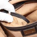 FENDI Zucca Canvas Shoulder Bag Black Brown Auth 185617A-12