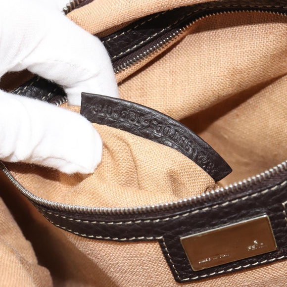 FENDI Zucca Canvas Shoulder Bag Black Brown Auth 185617A