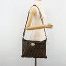 FENDI Zucca Canvas Shoulder Bag Black Brown Auth 185617A-24