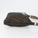 FENDI Zucca Canvas Shoulder Bag Black Brown Auth 185617A-3