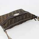 FENDI Zucca Canvas Shoulder Bag Black Brown Auth 185617A-6