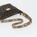 FENDI Zucca Canvas Shoulder Bag Black Brown Auth 185617A-7