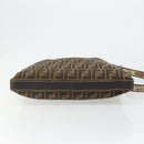 FENDI Zucca Canvas Shoulder Bag Black Brown Auth 185617A-5