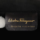 Salvatore Ferragamo Gancini Straw Hand Bag Rattan Black Gold Auth 185618V-15