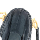 Salvatore Ferragamo Gancini Straw Hand Bag Rattan Black Gold Auth 185618V-17
