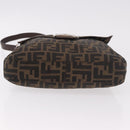 FENDI Zucca Canvas Mamma Baguette Shoulder Bag Black Brown Auth 185621A-10