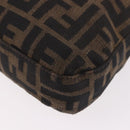 FENDI Zucca Canvas Mamma Baguette Shoulder Bag Black Brown Auth 185621A-12