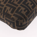 FENDI Zucca Canvas Mamma Baguette Shoulder Bag Black Brown Auth 185621A-13