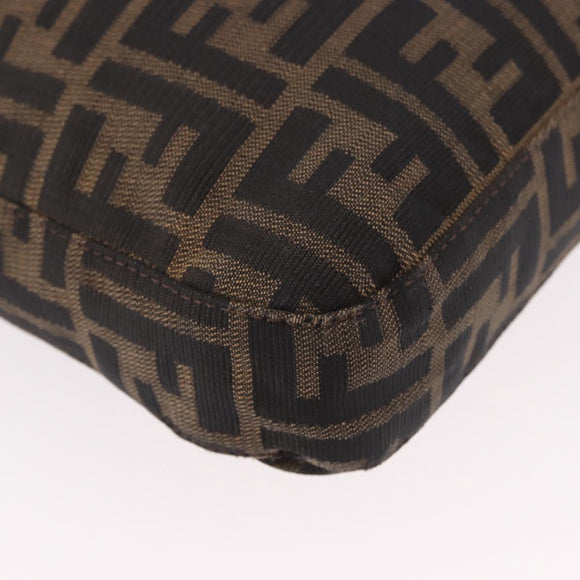FENDI Zucca Canvas Mamma Baguette Shoulder Bag Black Brown Auth 185621A