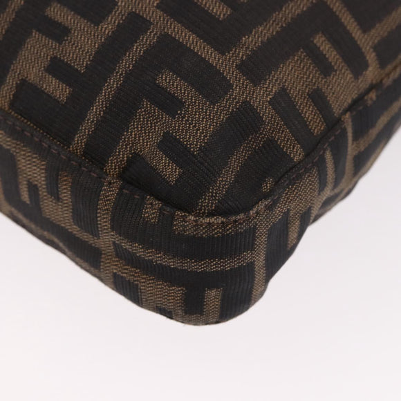 FENDI Zucca Canvas Mamma Baguette Shoulder Bag Black Brown Auth 185621A