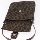 FENDI Zucca Canvas Mamma Baguette Shoulder Bag Black Brown Auth 185621A-18