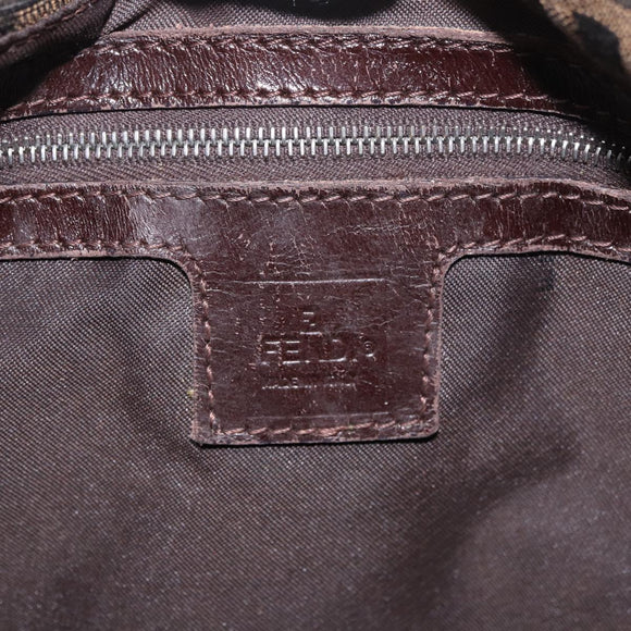 FENDI Zucca Canvas Mamma Baguette Shoulder Bag Black Brown Auth 185621A