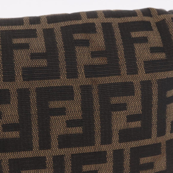 FENDI Zucca Canvas Mamma Baguette Shoulder Bag Black Brown Auth 185621A