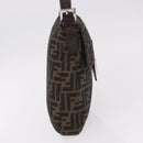 FENDI Zucca Canvas Mamma Baguette Shoulder Bag Black Brown Auth 185621A-5