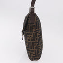 FENDI Zucca Canvas Mamma Baguette Shoulder Bag Black Brown Auth 185621A-6