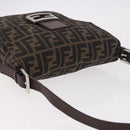 FENDI Zucca Canvas Mamma Baguette Shoulder Bag Black Brown Auth 185621A-7