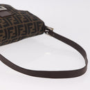 FENDI Zucca Canvas Mamma Baguette Shoulder Bag Black Brown Auth 185621A-8