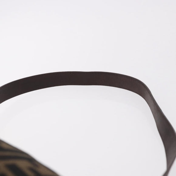 FENDI Zucca Canvas Mamma Baguette Shoulder Bag Black Brown Auth 185621A