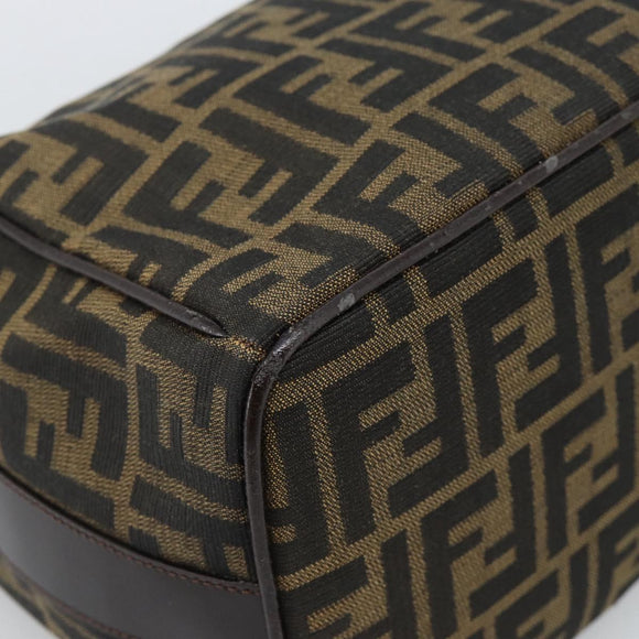 FENDI Zucca Canvas Vanity Hand Bag Black Brown Auth 185626