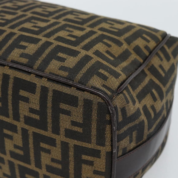 FENDI Zucca Canvas Vanity Hand Bag Black Brown Auth 185626