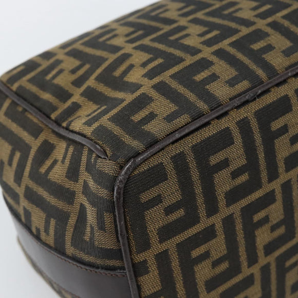 FENDI Zucca Canvas Vanity Hand Bag Black Brown Auth 185626