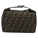 FENDI Zucca Canvas Vanity Hand Bag Black Brown Auth 185626-2