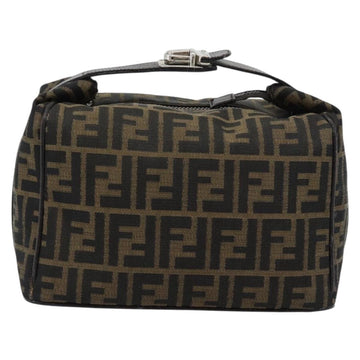 FENDI Zucca Canvas Vanity Hand Bag Black Brown Auth 185626 - 0