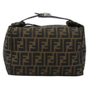 FENDI Zucca Canvas Vanity Hand Bag Black Brown Auth 185626-3