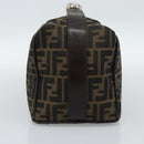 FENDI Zucca Canvas Vanity Hand Bag Black Brown Auth 185626-4