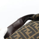 FENDI Zucca Canvas Vanity Hand Bag Black Brown Auth 185626-7