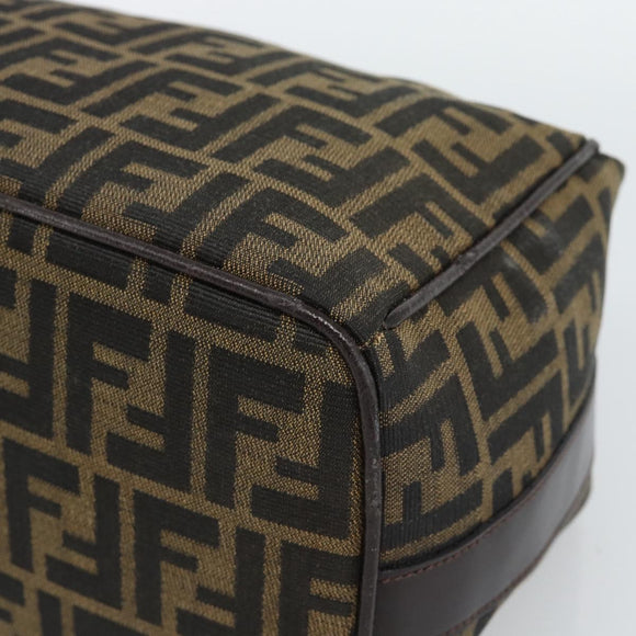 FENDI Zucca Canvas Vanity Hand Bag Black Brown Auth 185626