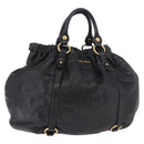 Miu Miu Hand Bag Leather Black Gold Auth 185627V-1