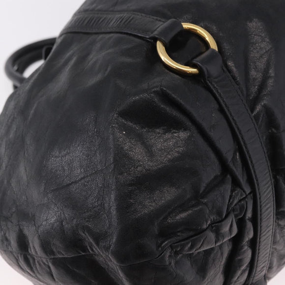 Miu Miu Hand Bag Leather Black Gold Auth 185627V