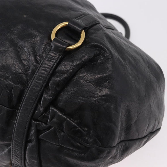 Miu Miu Hand Bag Leather Black Gold Auth 185627V