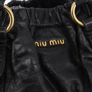 Miu Miu Hand Bag Leather Black Gold Auth 185627V-14