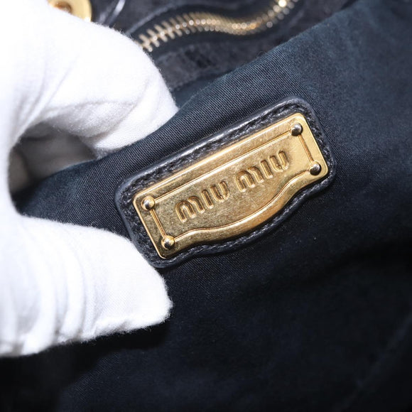 Miu Miu Hand Bag Leather Black Gold Auth 185627V