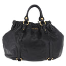 Miu Miu Hand Bag Leather Black Gold Auth 185627V-2