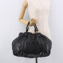 Miu Miu Hand Bag Leather Black Gold Auth 185627V-23