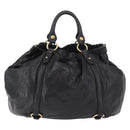 Miu Miu Hand Bag Leather Black Gold Auth 185627V-3