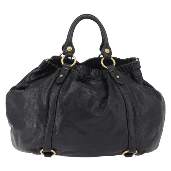 Miu Miu Hand Bag Leather Black Gold Auth 185627V